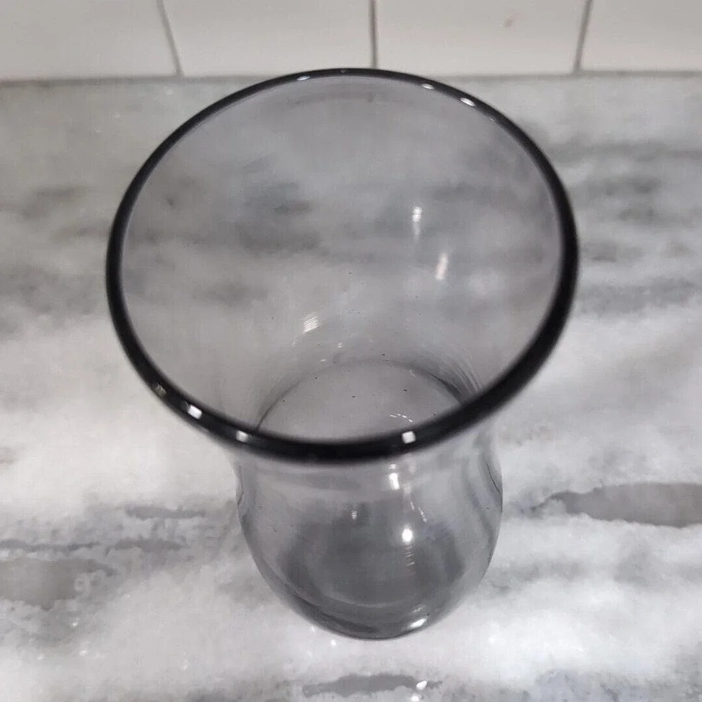 Hand-Blown Purple Smoke Vase, Bulbous Body Art Glass, Vintage Floral Centerpiece